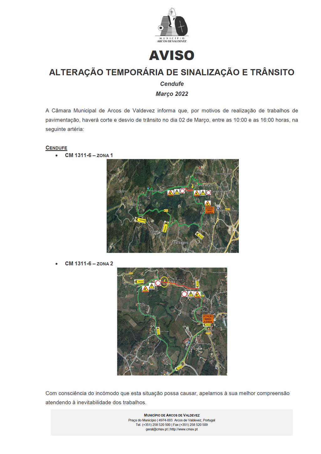 Altera&ccedil;&atilde;o tempor&aacute;ria de sinaliza&ccedil;&atilde;o e tr&acirc;nsito - Cendufe