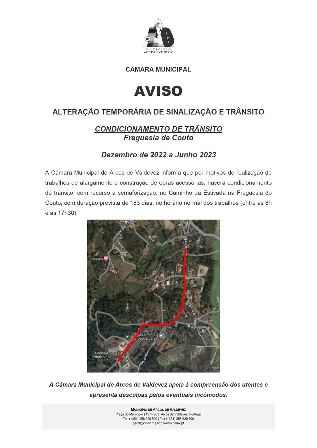 Altera&ccedil;&atilde;o Tempor&aacute;ria de Sinaliza&ccedil;&atilde;o e Tr&acirc;nsito - Freguesia de Couto