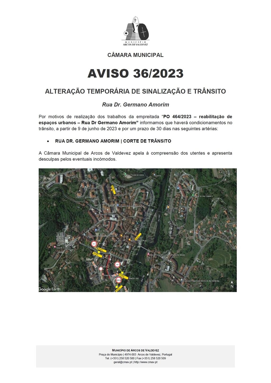 Aviso - altera&ccedil;&atilde;o tempor&aacute;ria de sinaliza&ccedil;&atilde;o e tr&atilde;nsito - Rua