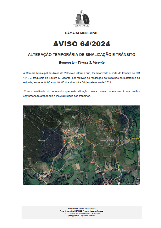 Aviso 64 2024 Altera&ccedil;&atilde;o Tempor&aacute;ria de Sinaliza&ccedil;&atilde;o e Tr&acirc;nsito
