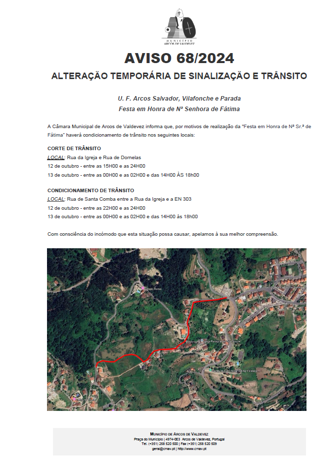 Aviso 68 2024 Altera&ccedil;&atilde;o Tempor&aacute;ria de Sinaliza&ccedil;&atilde;o e tr&acirc;nsito