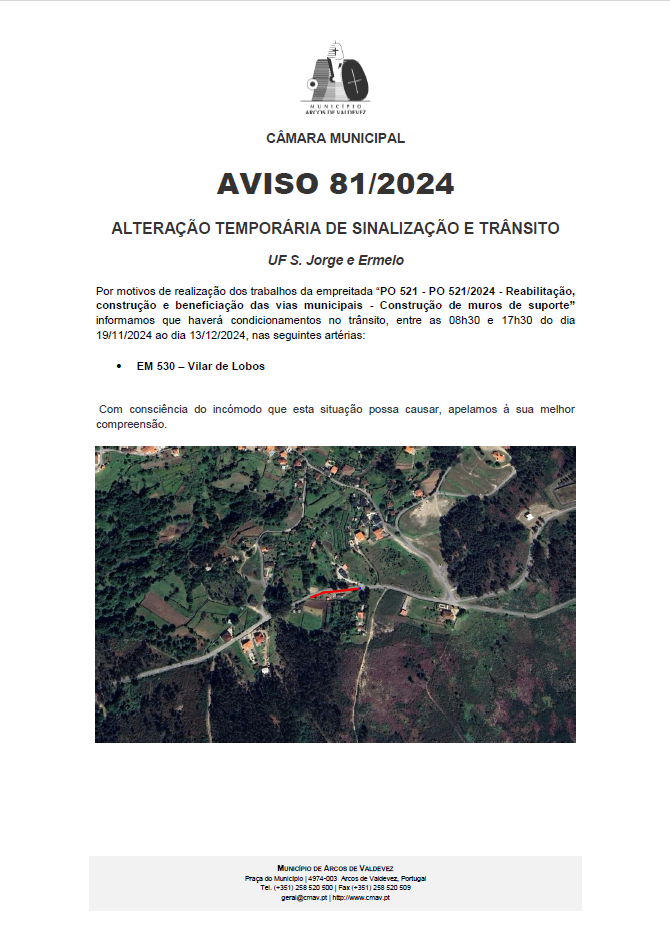 Aviso 81 2024 - Altera&ccedil;&atilde;o Tempor&aacute;ria de Sinaliza&ccedil;&atilde;o e Tr&acirc;nsito