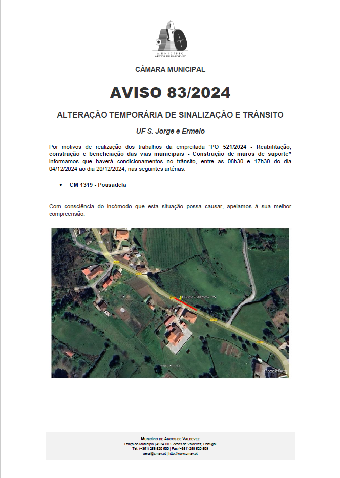 Aviso 83 2024 - Altera&ccedil;&atilde;o Tempor&aacute;ria de Sinaliza&ccedil;&atilde;o e Tr&acirc;nsito