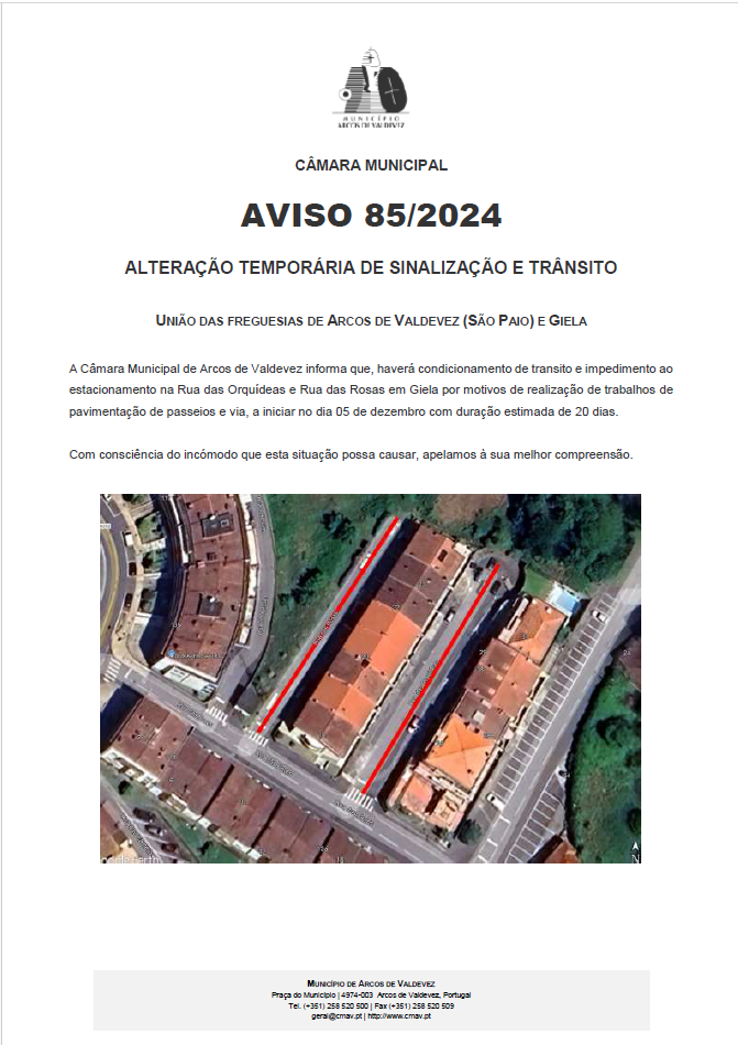 AVISO TR&Acirc;NSITO 85-2024  ALTERA&Ccedil;&Atilde;O TEMPOR&Aacute;RIA DE SINALIZA&Ccedil;&Atilde;O E TR&Acirc;NSITO