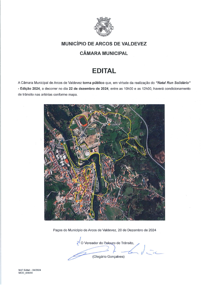 Aviso - condicionamento de tr&acirc;nsito - Natal Run