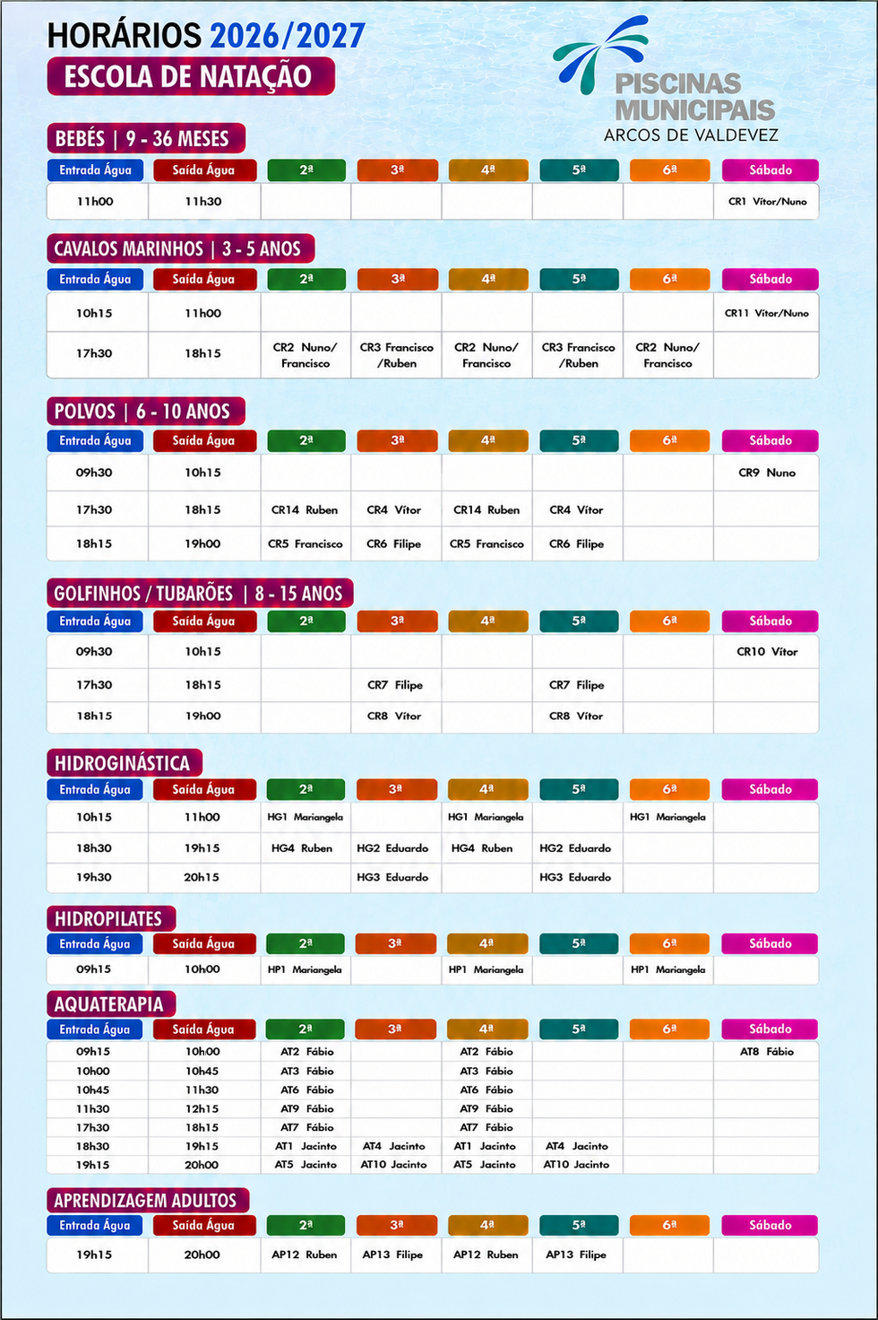 Hor&aacute;rio Escola de Nata&ccedil;&atilde;o 2026-2027
